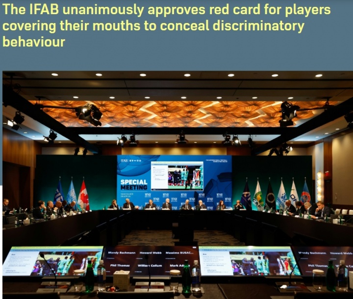 IFAB全票通过世界杯新规：冲突捂嘴、擅自离场抗议直接红牌