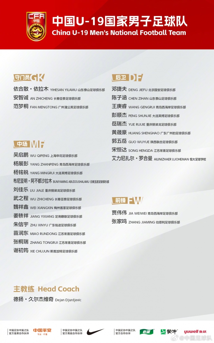 中国U19确定参加第52届土伦杯 瞄准2027年U20亚洲杯
